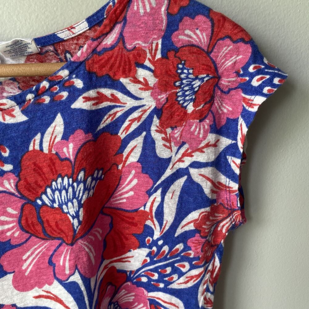 Sigrid Olsen 100% Linen Shirt Womens Size Small Floral Short Sleeve Top‎ - Picture 5 of 7